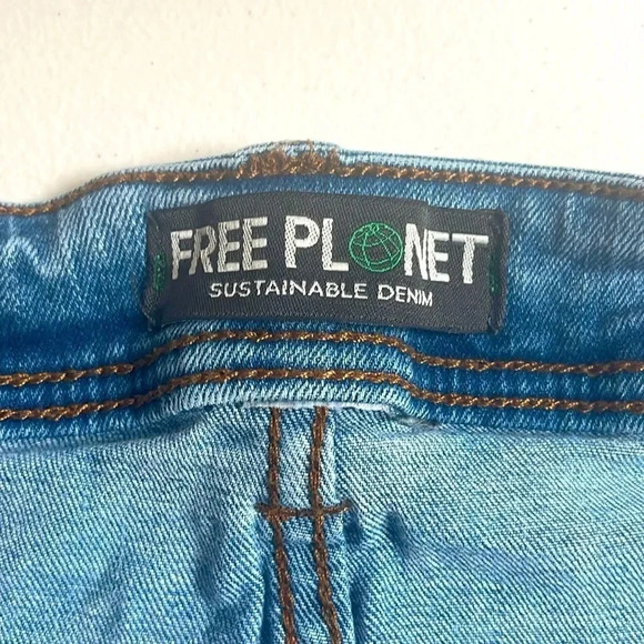 Men's Free Planet Sustainable Distressed Straight Leg Denim Jeans - Size 32X30 - Picture 3 of 5